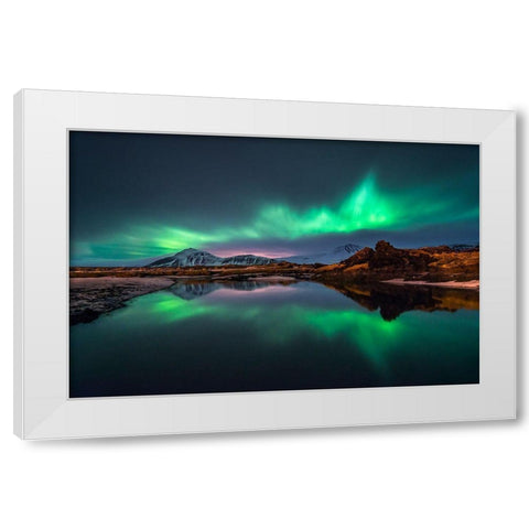Mirrored Aurora White Modern Wood Framed Art Print by Auf Dem, Andrea