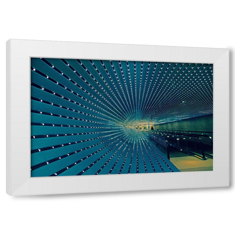 Blue Tunnel White Modern Wood Framed Art Print by V Ajanel, Oscar