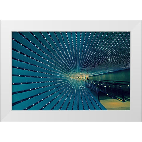 Blue Tunnel White Modern Wood Framed Art Print by V Ajanel, Oscar