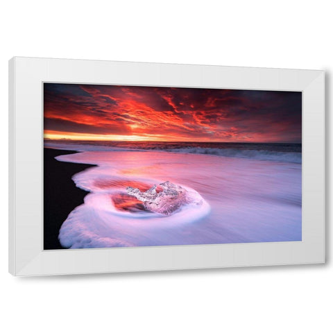 Ice And Fire White Modern Wood Framed Art Print by Zhu, Jingshu