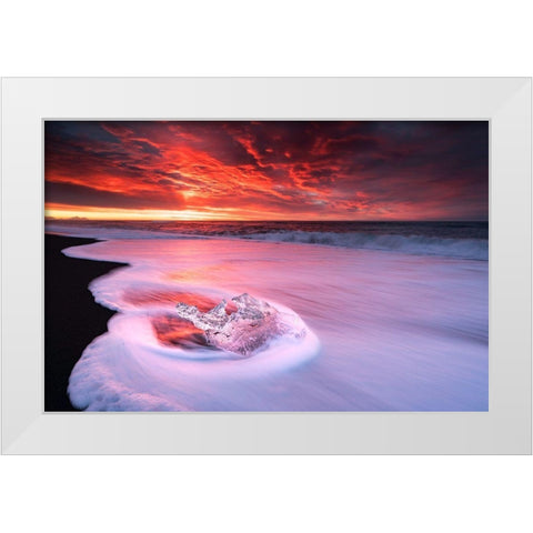 Ice And Fire White Modern Wood Framed Art Print by Zhu, Jingshu