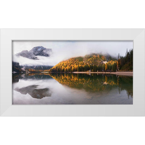 Lake Braies White Modern Wood Framed Art Print by Krivec, Ales