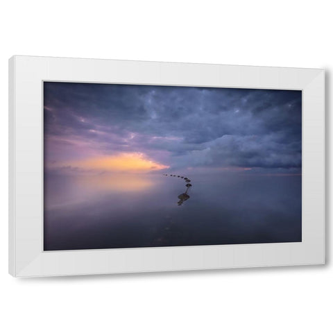Colorful Sunrise White Modern Wood Framed Art Print by joanaduenas
