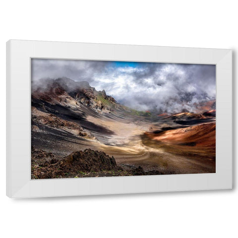 Craters Edge White Modern Wood Framed Art Print by Bopitiya, Navin