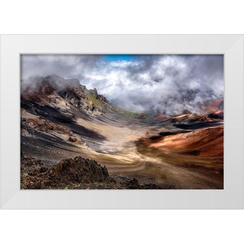 Craters Edge White Modern Wood Framed Art Print by Bopitiya, Navin