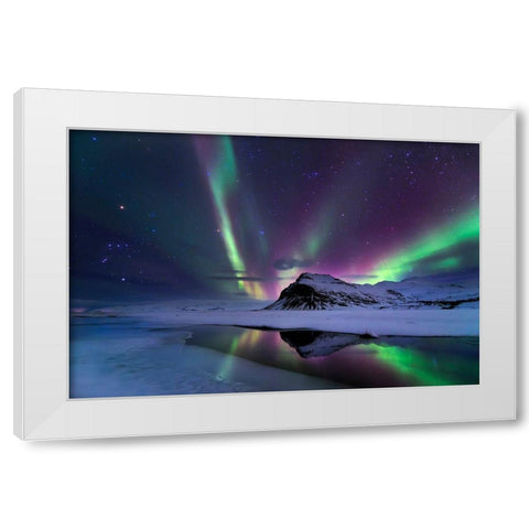 Northern Lights Reflection White Modern Wood Framed Art Print by Auf Dem, Andrea