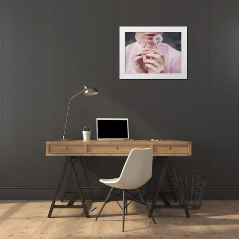 Dandelion White Modern Wood Framed Art Print by Gorecka, Dorota