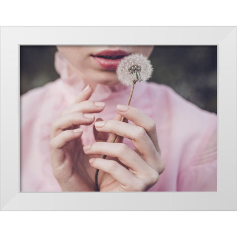 Dandelion White Modern Wood Framed Art Print by Gorecka, Dorota
