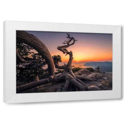 Monolithos White Modern Wood Framed Art Print by Nikoloulis, Ilias