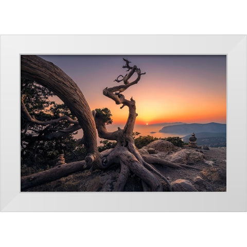 Monolithos White Modern Wood Framed Art Print by Nikoloulis, Ilias