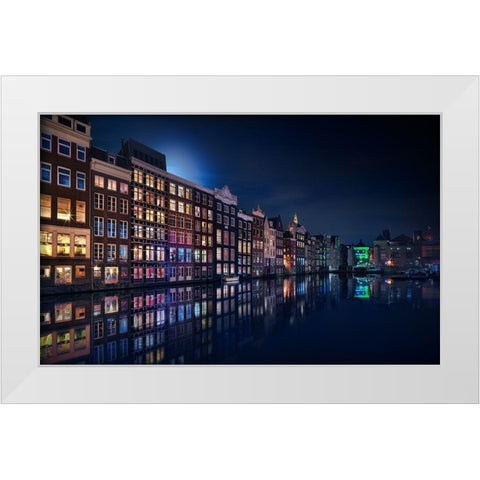 Amsterdam Windows Colors White Modern Wood Framed Art Print by M. Garcia, Jesus