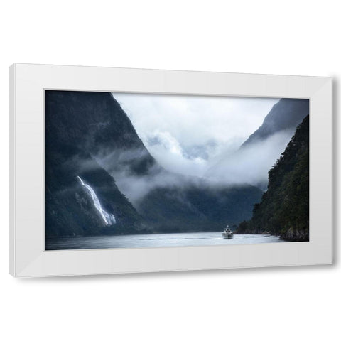 Milford Sound Cruise White Modern Wood Framed Art Print by Shi, Fei