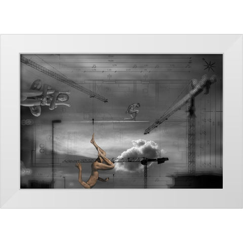 Construction Of(Tower Of Babel) White Modern Wood Framed Art Print by Dartef, Pristov