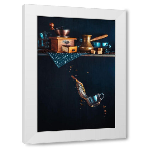 Coffee From The Top Shelf White Modern Wood Framed Art Print by Belenko, Dina