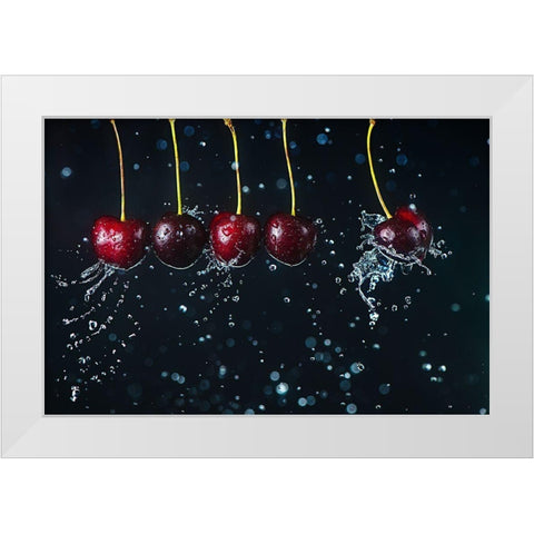 Newtons Cradle White Modern Wood Framed Art Print by Belenko, Dina