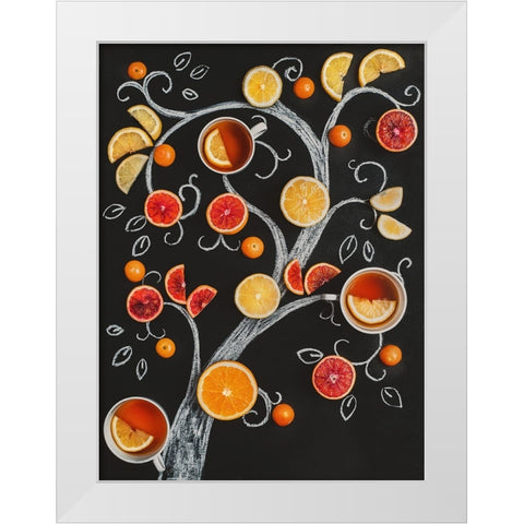Teatime Tree White Modern Wood Framed Art Print by Belenko, Dina