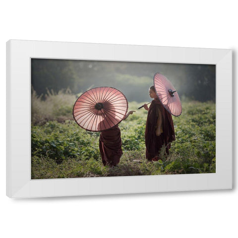 Friend White Modern Wood Framed Art Print by Intarob, Sarawut