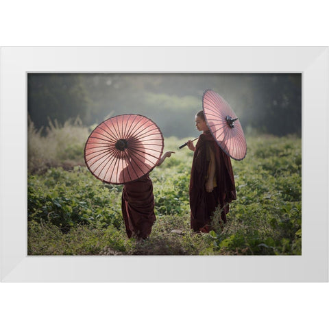 Friend White Modern Wood Framed Art Print by Intarob, Sarawut
