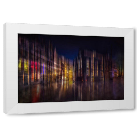Colorful Amsterdam White Modern Wood Framed Art Print by Kierek, Stefan
