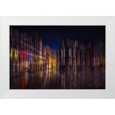 Colorful Amsterdam White Modern Wood Framed Art Print by Kierek, Stefan