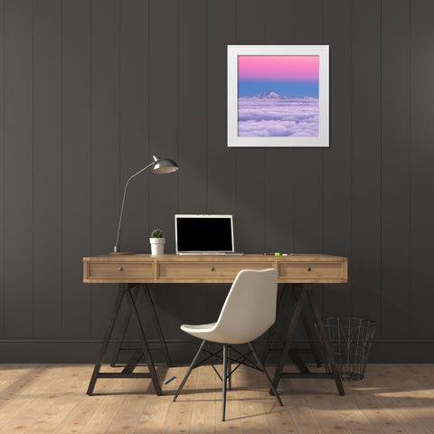 Pink In The Sky White Modern Wood Framed Art Print by Krivec, Ales