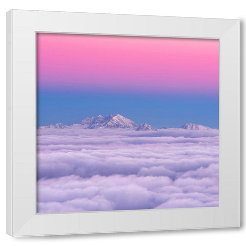 Pink In The Sky White Modern Wood Framed Art Print by Krivec, Ales