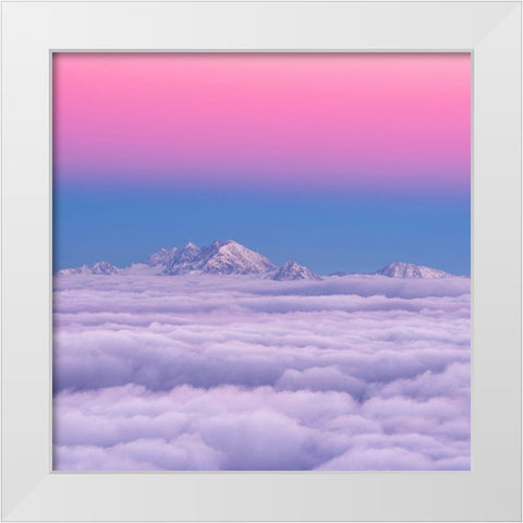 Pink In The Sky White Modern Wood Framed Art Print by Krivec, Ales