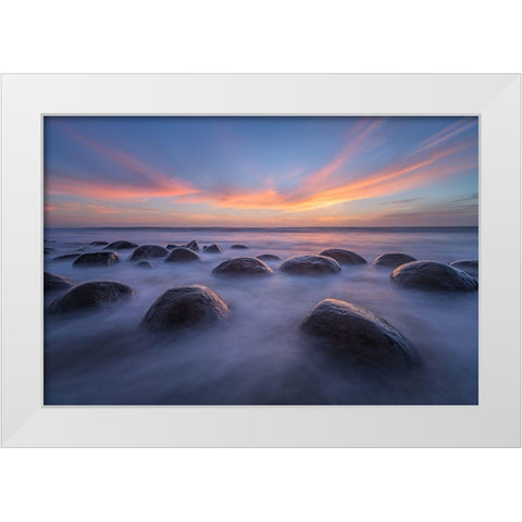 Sunset At Bowling Ball Beach White Modern Wood Framed Art Print by Xie, April