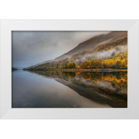 Misty Loch White Modern Wood Framed Art Print by Popan, Adrian