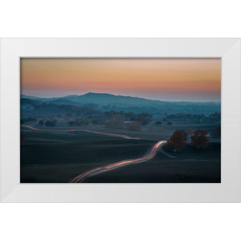 Prairie Dusk White Modern Wood Framed Art Print by Mei, C.