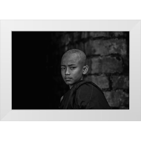 No.6 White Modern Wood Framed Art Print by M, Adirek