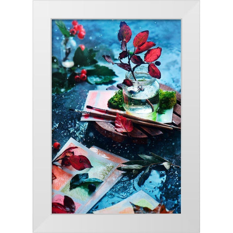 Shades Of October White Modern Wood Framed Art Print by Belenko, Dina