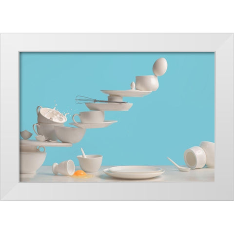 One Touch Omelette White Modern Wood Framed Art Print by Belenko, Dina