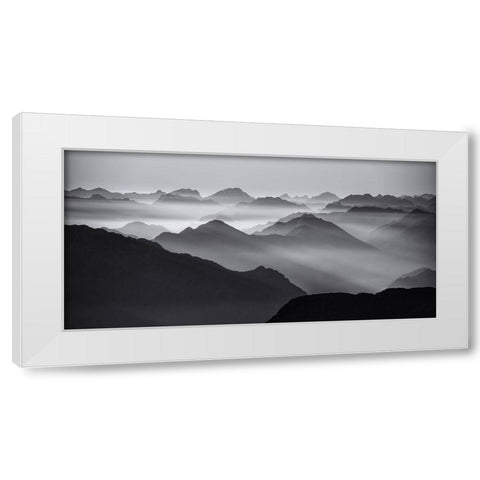 Mountain Layers White Modern Wood Framed Art Print by Krivec, Ales