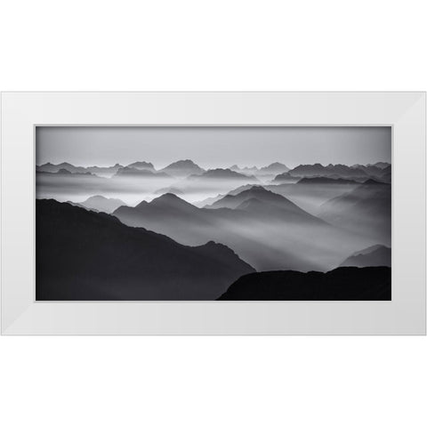 Mountain Layers White Modern Wood Framed Art Print by Krivec, Ales