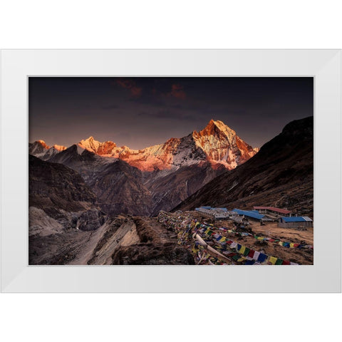 Annapurna Base Camp White Modern Wood Framed Art Print by Le Manz, Richard