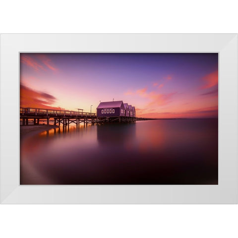 Busselton Sunset White Modern Wood Framed Art Print by Zhang, Despird
