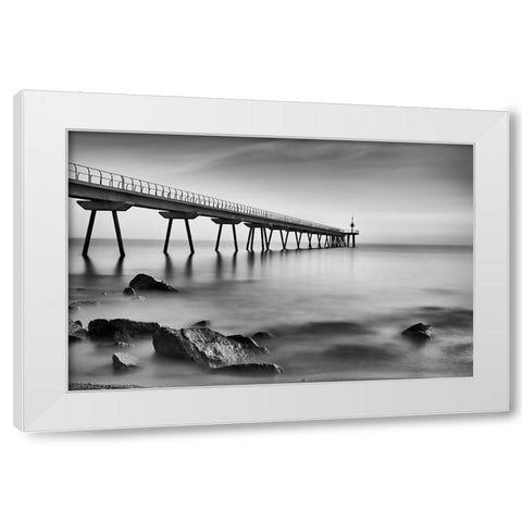 Pont Del Petroli White Modern Wood Framed Art Print by Figueras Barranco, Antoni