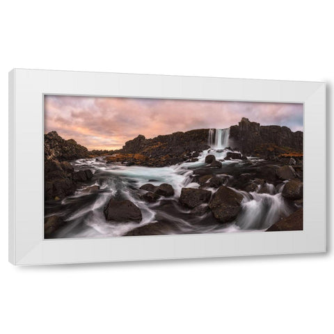 Oxararfoss White Modern Wood Framed Art Print by Carrillo Lopez, Antonio