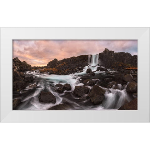 Oxararfoss White Modern Wood Framed Art Print by Carrillo Lopez, Antonio