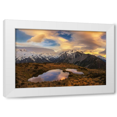 Mountain Light White Modern Wood Framed Art Print by Zhang, Yan