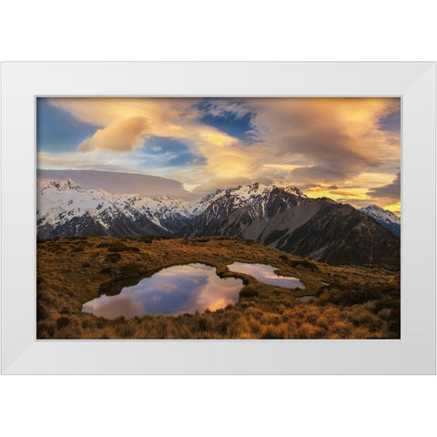 Mountain Light White Modern Wood Framed Art Print by Zhang, Yan