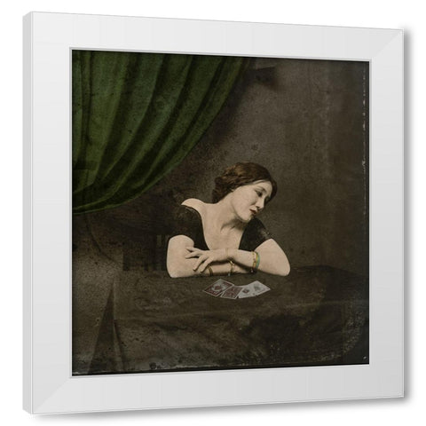 Photographer Unknown Qa Card-Divining Victorian Ladyq White Modern Wood Framed Art Print by Hattori, Fuyuki