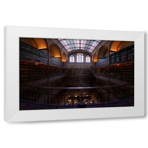 Rijksmuseum Library White Modern Wood Framed Art Print by M. Garcia, Jesus