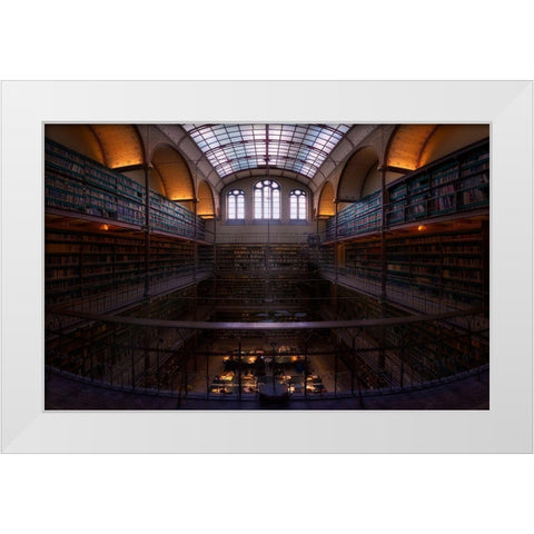 Rijksmuseum Library White Modern Wood Framed Art Print by M. Garcia, Jesus