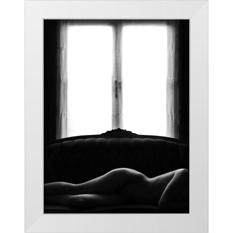 Sleeping On The Sofa White Modern Wood Framed Art Print by Dirven, Ton