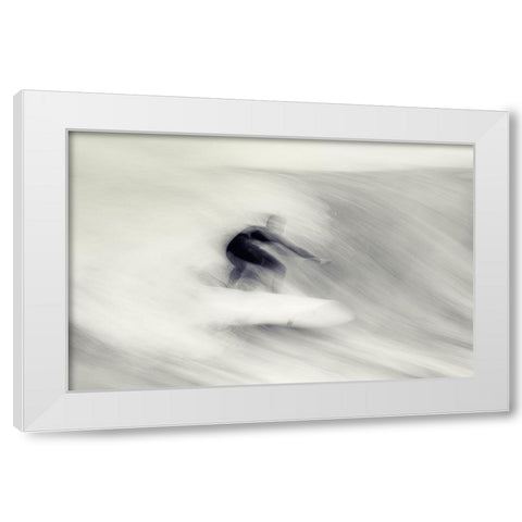 Surfing Impressions White Modern Wood Framed Art Print by Swapnil