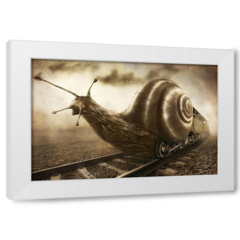 Snail Mail White Modern Wood Framed Art Print by Kiciak, Christophe