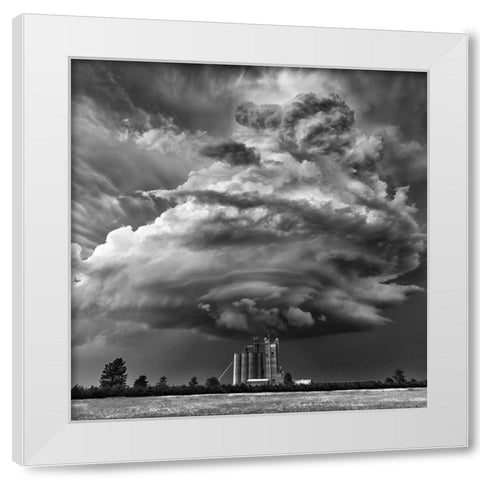 Monochrome Mesocyclone White Modern Wood Framed Art Print by Darby, Rob