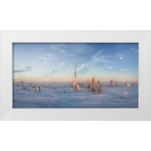 Sinking In Fog White Modern Wood Framed Art Print by Jamal, Khalid